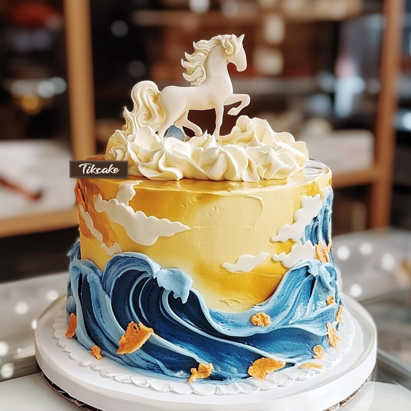 原创十二生肖马主题翻糖鲜奶蛋糕（二）