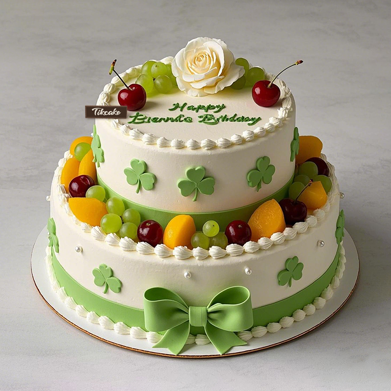 原创双层水果翻糖鲜奶蛋糕