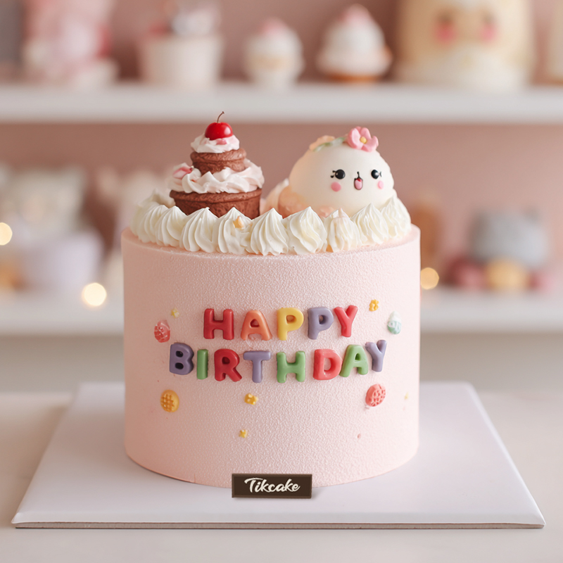 原创小清新粉色系鲜奶蛋糕