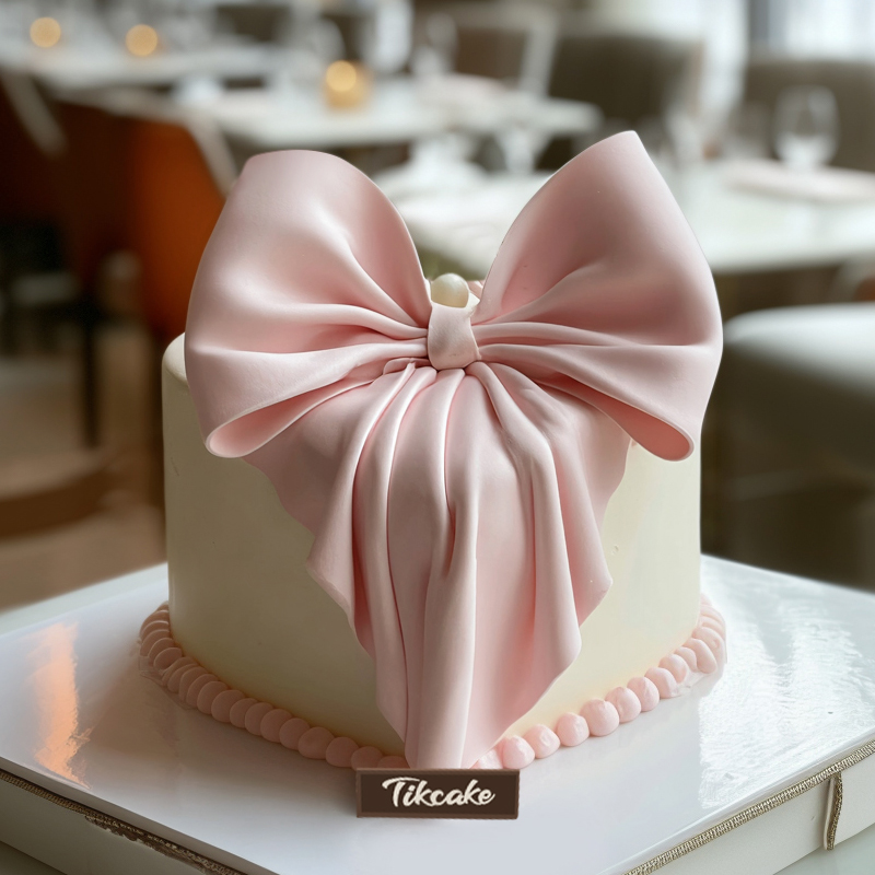 原创爱心蝴蝶结主题翻糖鲜奶蛋糕（三）