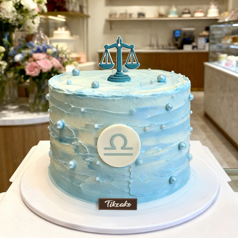 原创天秤座主题翻糖鲜奶蛋糕十五（9.23-10.23）