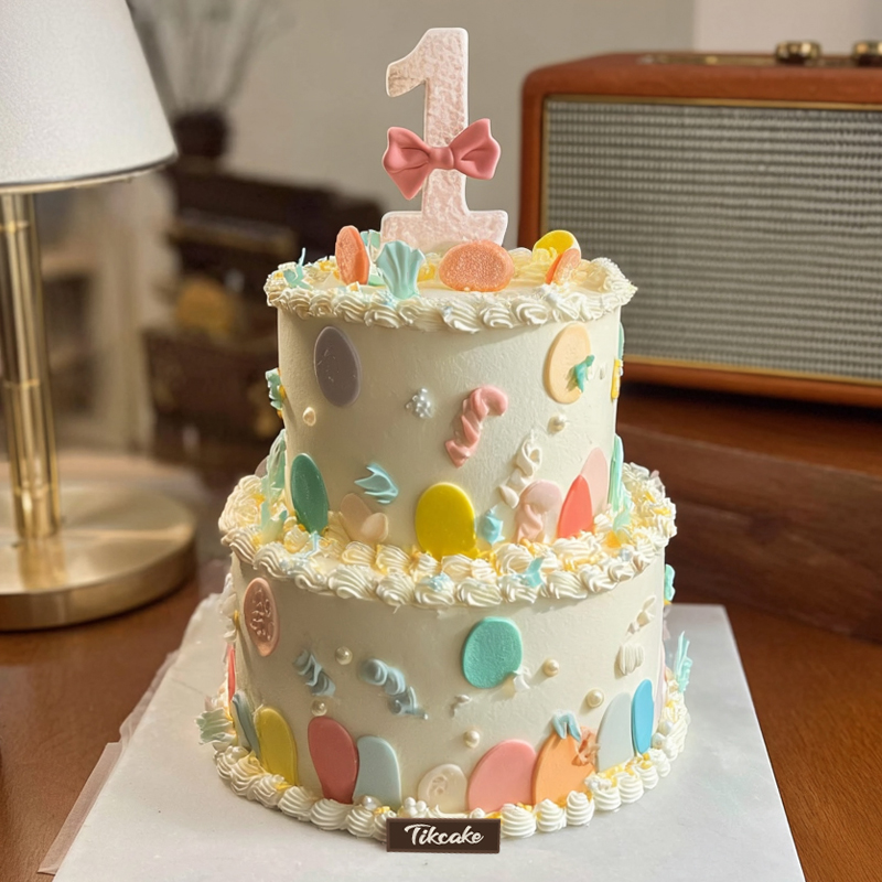 原创宝宝周岁主题双层鲜奶蛋糕（五）